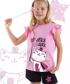 ست شلوارک تیشرت تابستانی چیندار دخترانه برند Denokids کد 1753832463