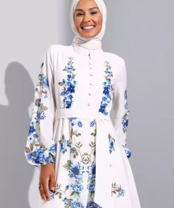 پیراهن یقه طرحدار بژ آبی برند Refka کد 1753726865