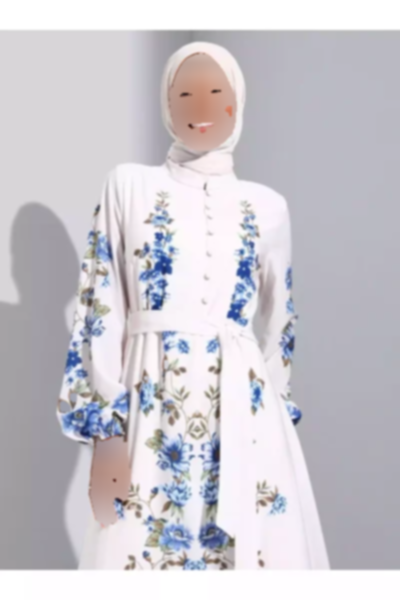پیراهن یقه طرحدار بژ آبی برند Refka کد 1753726865