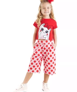 ست شلوارک تیشرت کشی گربه دخترانه پونجیک برند Denokids کد 1753832531
