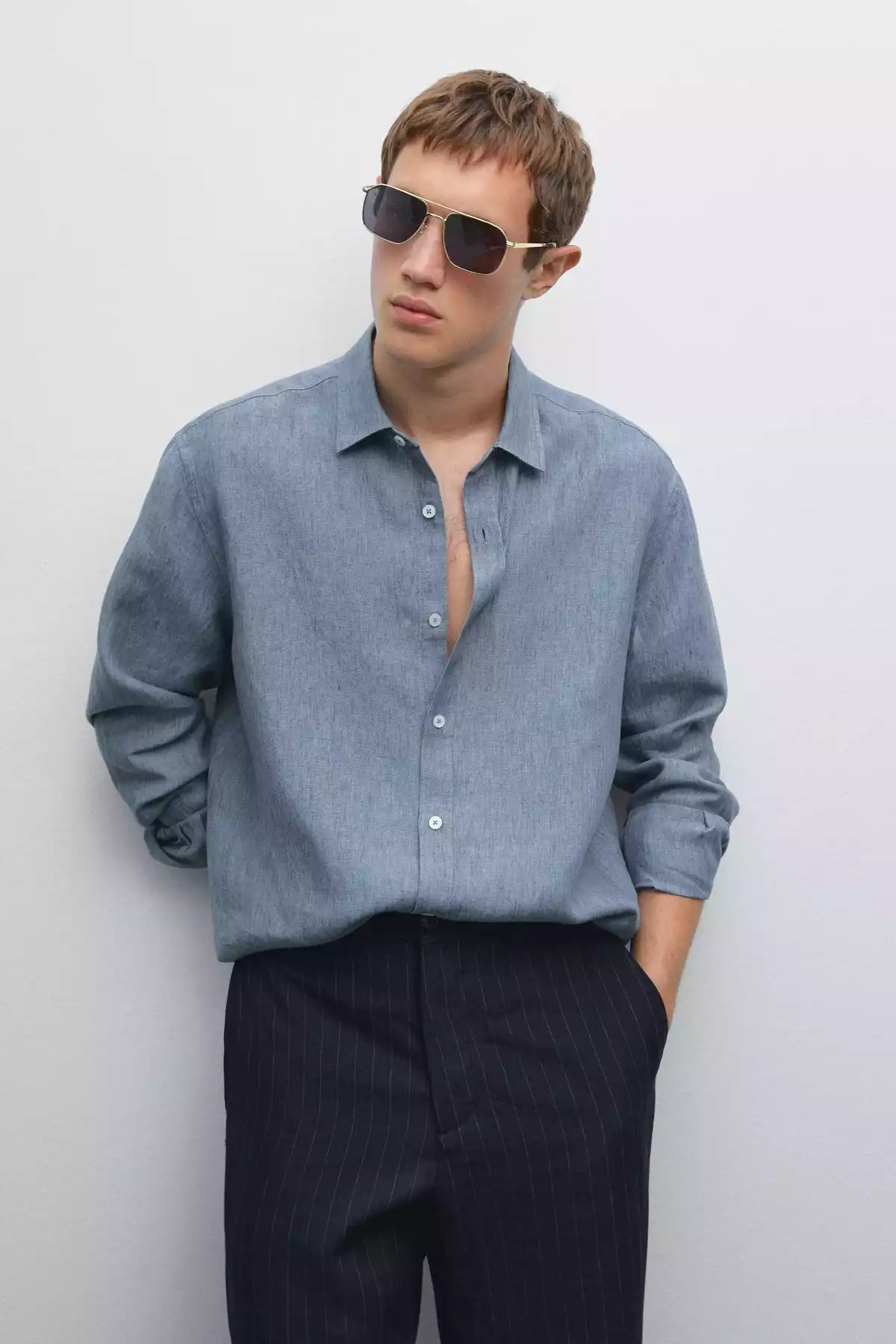 پیراهن متناسب کتان برند Massimo Dutti کد 1751488263