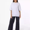 ساده شانه باز افتاده یقه گرد سفید رفکا تیشرت زنانه برند Refka کد 1753723270