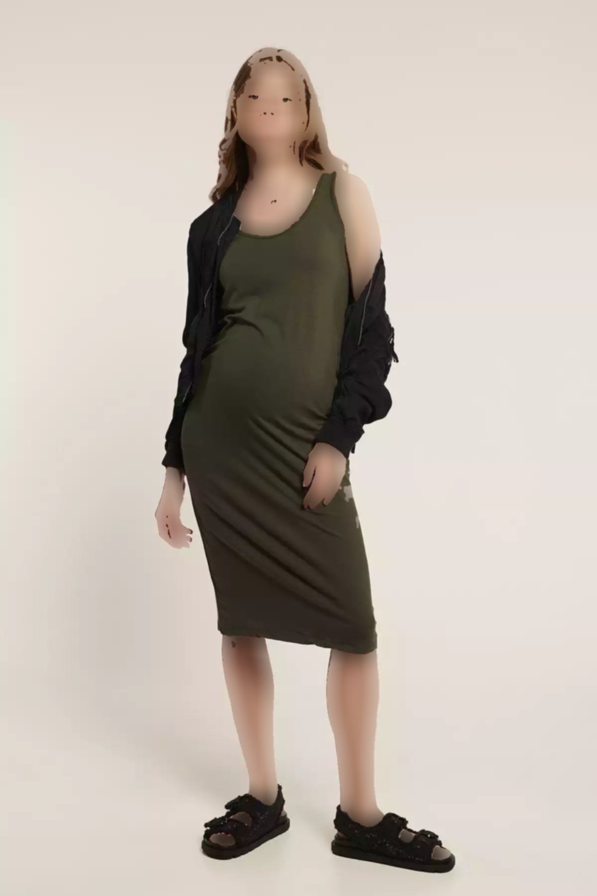 پیراهن مدادی آستین کوتاه یشمی بارداری علّی برند Lyn Mama کد 1753854131