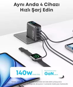 دستگاه شارژ لپ تاپ 4بندر، طوسی تیره پی دی برند Anker کد 1753782729
