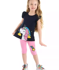 ست تایت تیشرت تک شاخ تابستانی چیندار دخترانه برند Denokids کد 1753823469