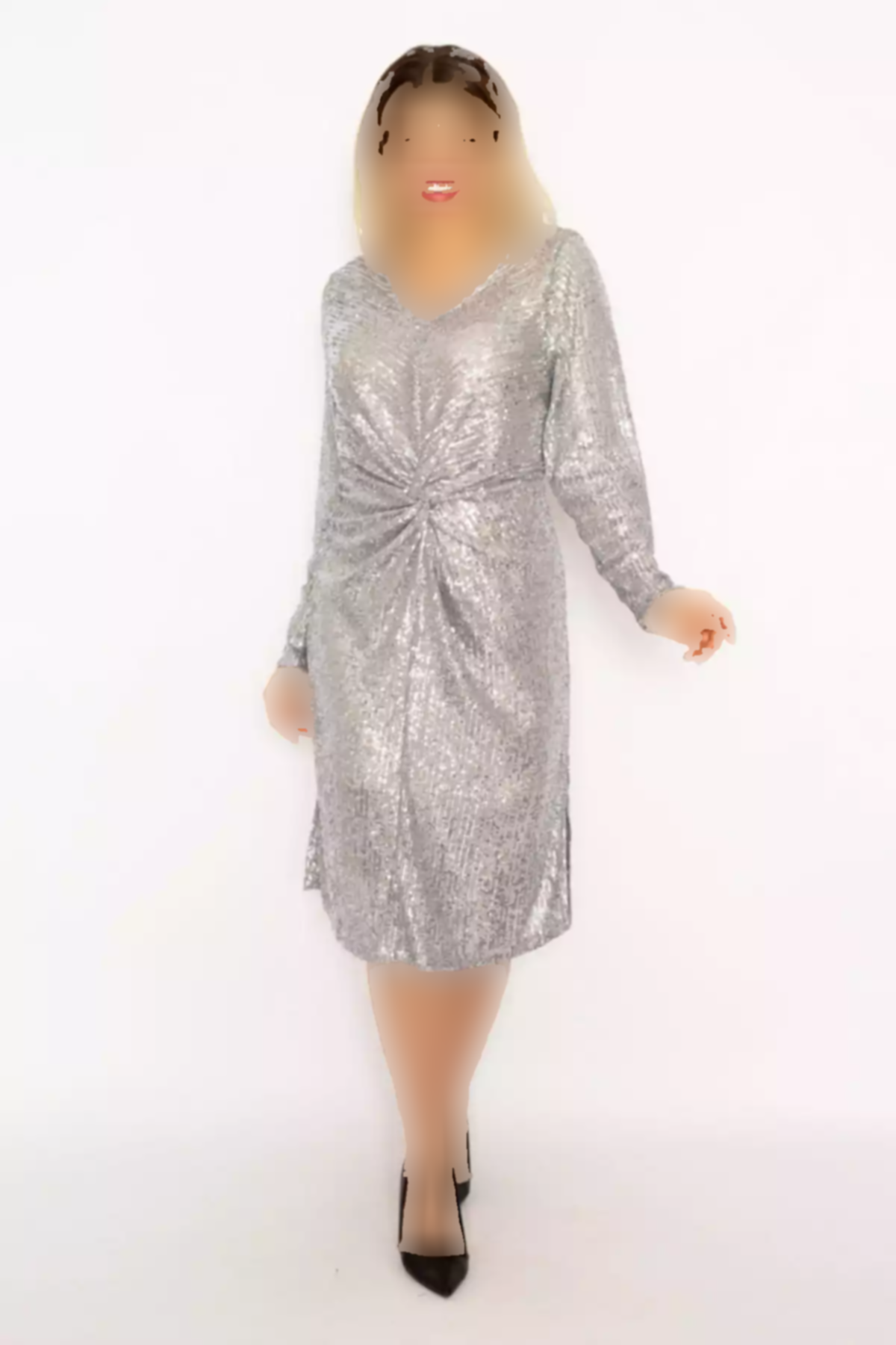 لباس مجلسی آستردار سایز بزرگ نقره زنانه برند Şans کد 1753858206