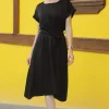 پیراهن کمر کشی گرهدار مشکی زنانه برند armonika کد 1753597326