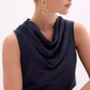 بلوز یقه ساتن سرمه ای برند Sateen کد 1753365191