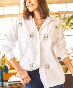پیراهن چشم بافته شده طرحدار سفید زنانه برند Olalook کد 1753665728