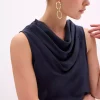 بلوز یقه ساتن سرمه ای برند Sateen کد 1753365191