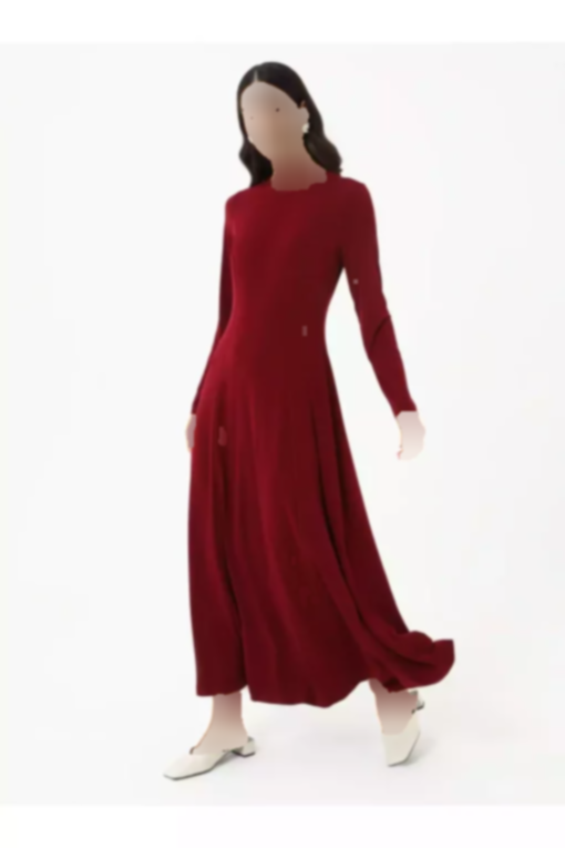 پیراهن پارچه یقه دار گرد رفکا زرشکی لباس برند Refka کد 1753720931
