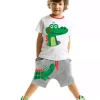 ست شلوارک تیشرت تابستانی پسرانه تمساح بگی برند Denokids کد 1753833064