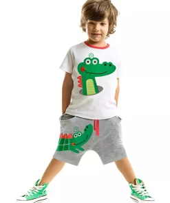 ست شلوارک تیشرت تابستانی پسرانه تمساح بگی برند Denokids کد 1753833064