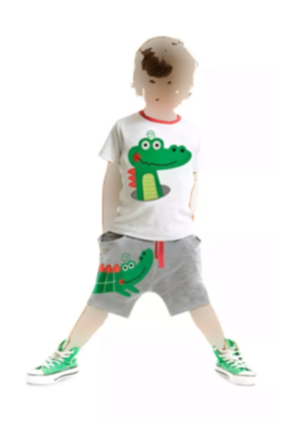 ست شلوارک تیشرت تابستانی پسرانه تمساح بگی برند Denokids کد 1753833064