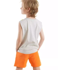 ست شلوارک تیشرت بدون آستین تابستانی پسرانه دینو برند Denokids کد 1753833066