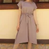 پیراهن کمر کشی گرهدار قهوه ای سموری زنانه برند armonika کد 1753597268