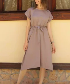 پیراهن کمر کشی گرهدار قهوه ای سموری زنانه برند armonika کد 1753597268