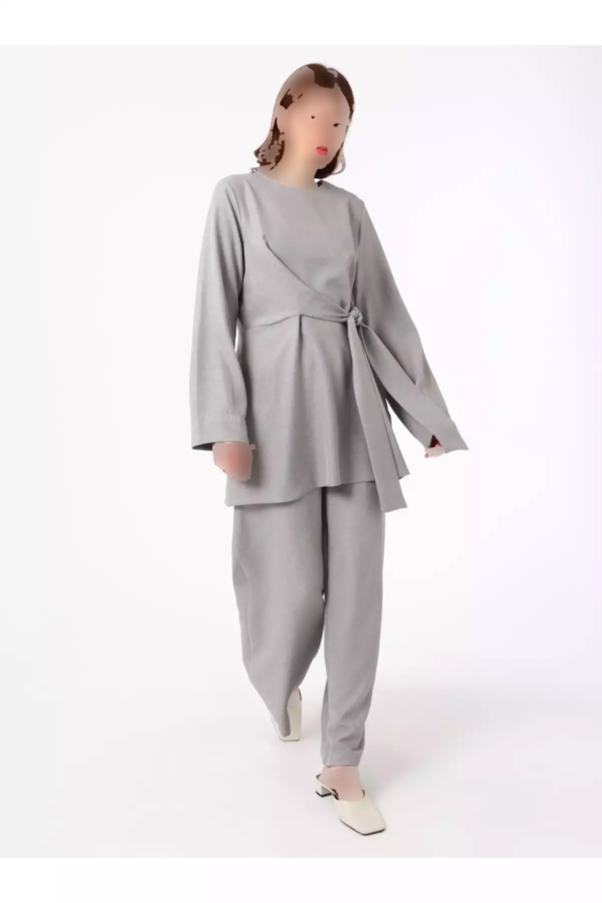 ست دوتایی تونیک طرحدار طوسی رفکا شلوار برند Refka کد 1753361490