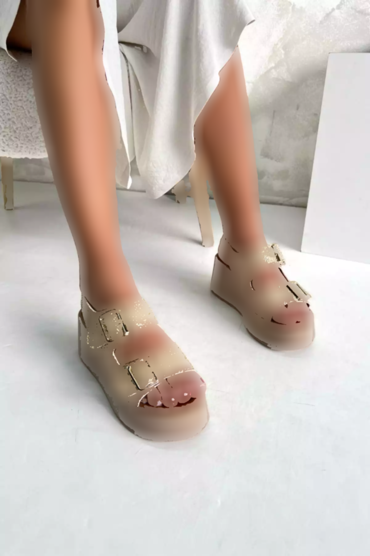 صندل لژدار حصیری بژ زنانه برند inizio کد 1753716666
