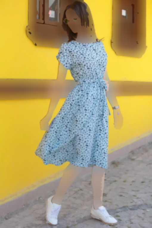 پیراهن کمر کشی ساده گره‎دار طرح‎دار آبی زنانه برند armonika کد 1753591868