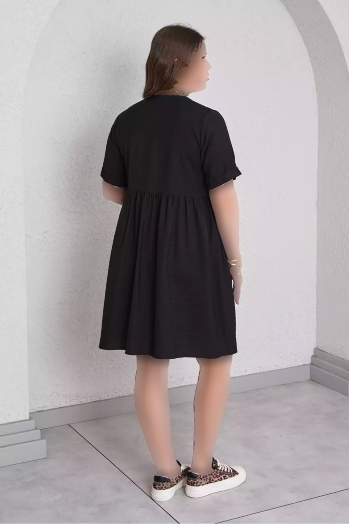 پیراهن یقه هفت کتان بافتنی برند Büyük Moda کد 1753839124