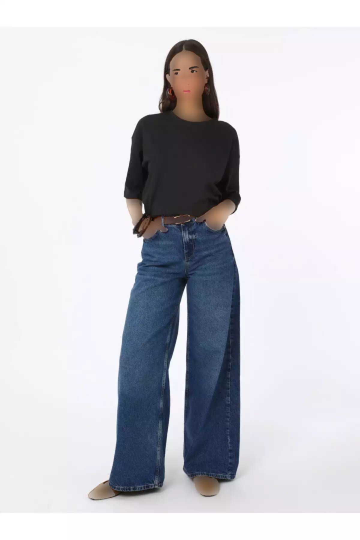 ساده شانه باز افتاده یقه گرد رفکا مشکی تیشرت زنانه برند Refka کد 1753723269