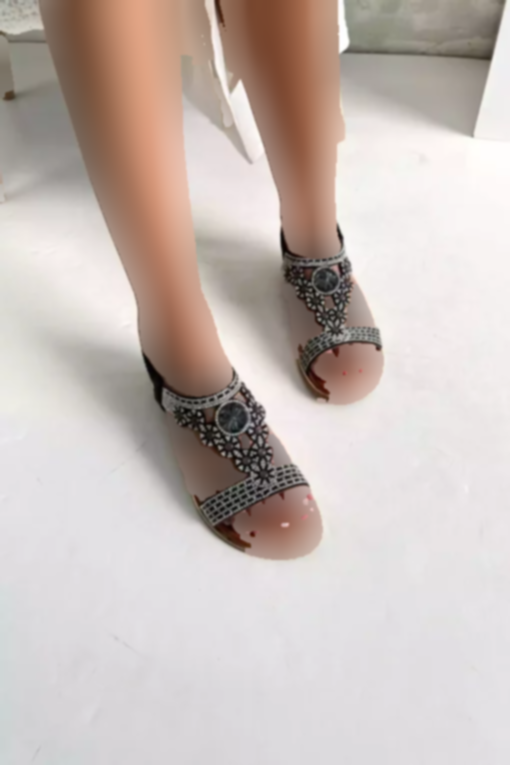 صندل لژدار نگین دار زنانه مشکی برند inizio کد 1753702869