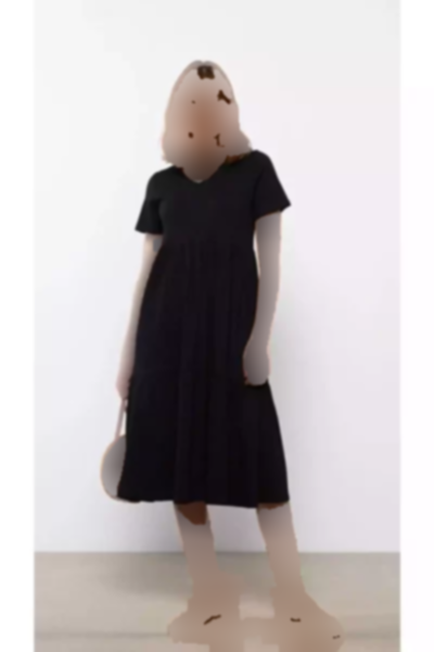 پیراهن ساده پنبه ای آستین کوتاه یقه هفت بارداری برند LC Waikiki کد 1752543733