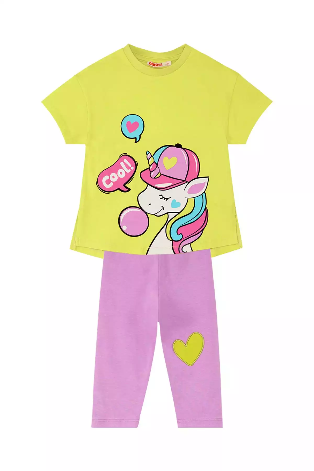 ست تایت تیشرت تک شاخ تابستانی cool نیلی دخترانه برند Denokids کد 1753823523