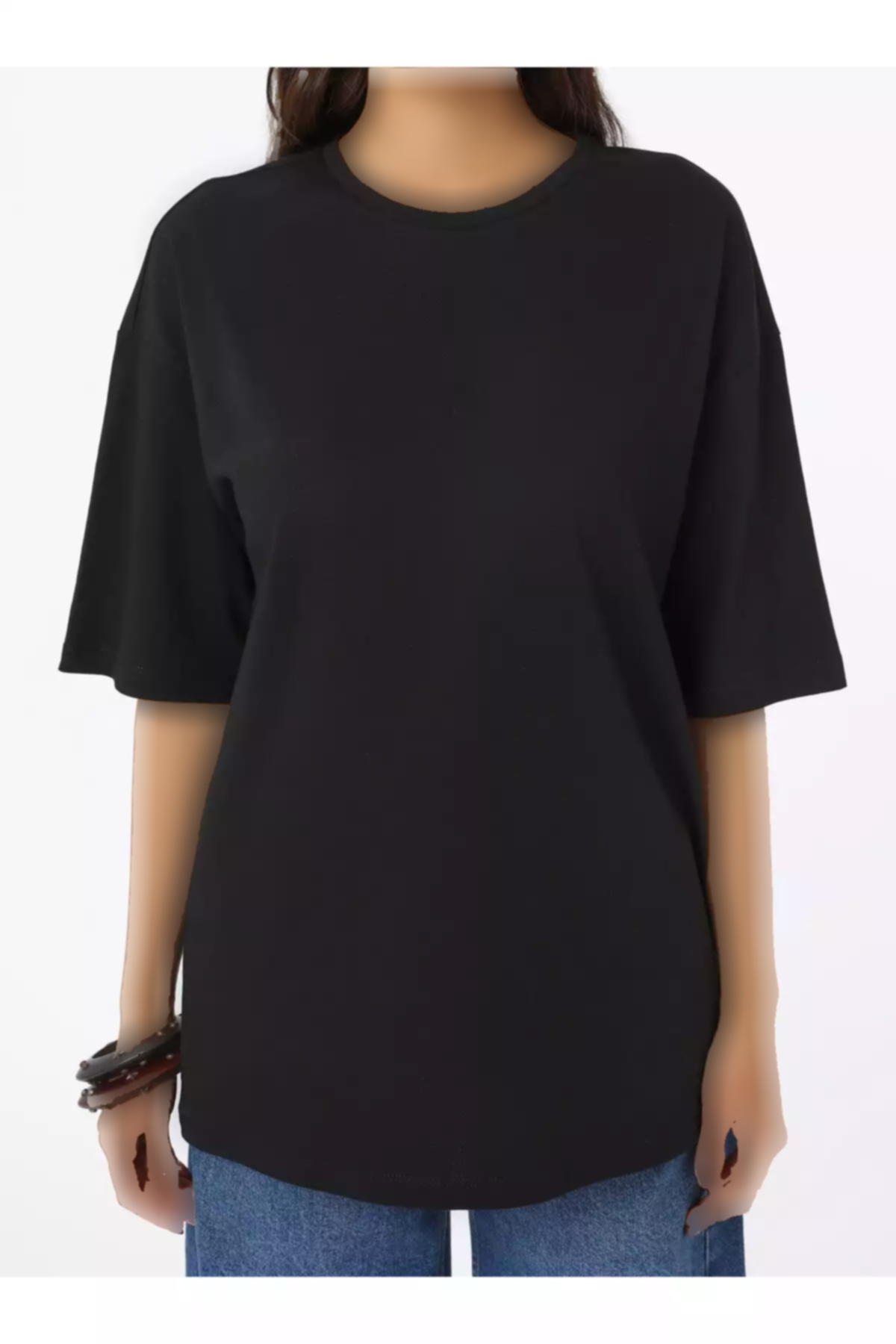 ساده شانه باز افتاده یقه گرد رفکا مشکی تیشرت زنانه برند Refka کد 1753723269