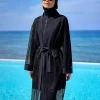 کیمونو ساحلی کامل توری پوشیده قد سبک خوش استیل، مشکی برند Marina کد 1753525925