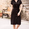 پیراهن کمر آستین کوتاه کمربنددار مشکی زنانه برند armonika کد 1753591869