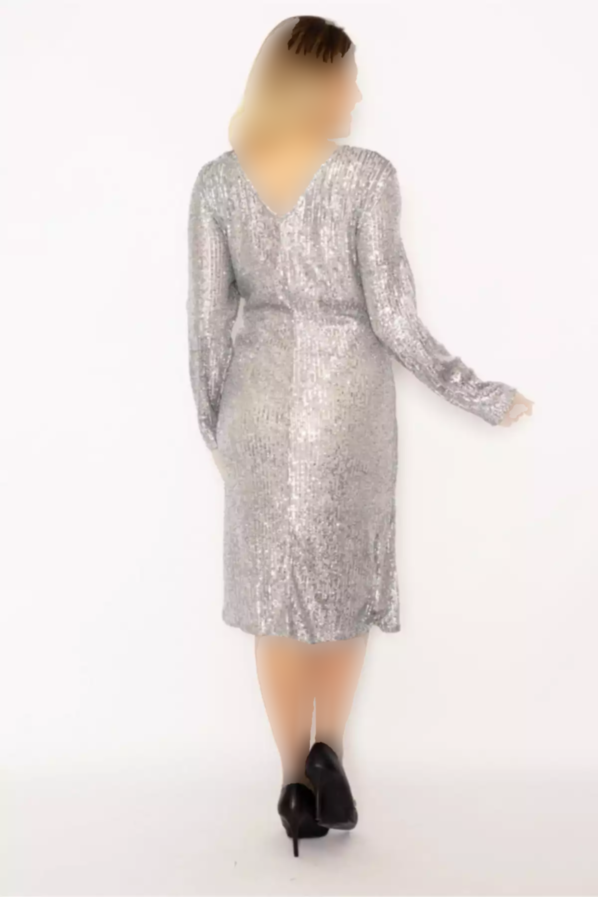 لباس مجلسی آستردار سایز بزرگ نقره زنانه برند Şans کد 1753858206