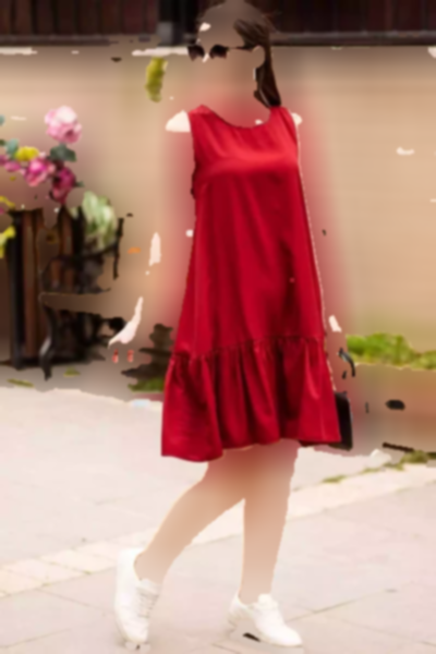 پیراهن چیندار دامن بدون آستین زرشکی زنانه برند armonika کد 1753590066