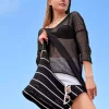 کیف دوشی بافتنی ضربدری دستی و راهراه سفید مشکی بنددار زنانه برند CHUBA کد 1753696264
