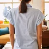 پیراهن کتان ساده خفاشی آبی زنانه برند Olalook کد 1753677665