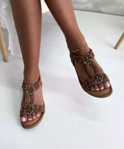 صندل نگین دار شتری زنانه برند inizio کد 1753716667