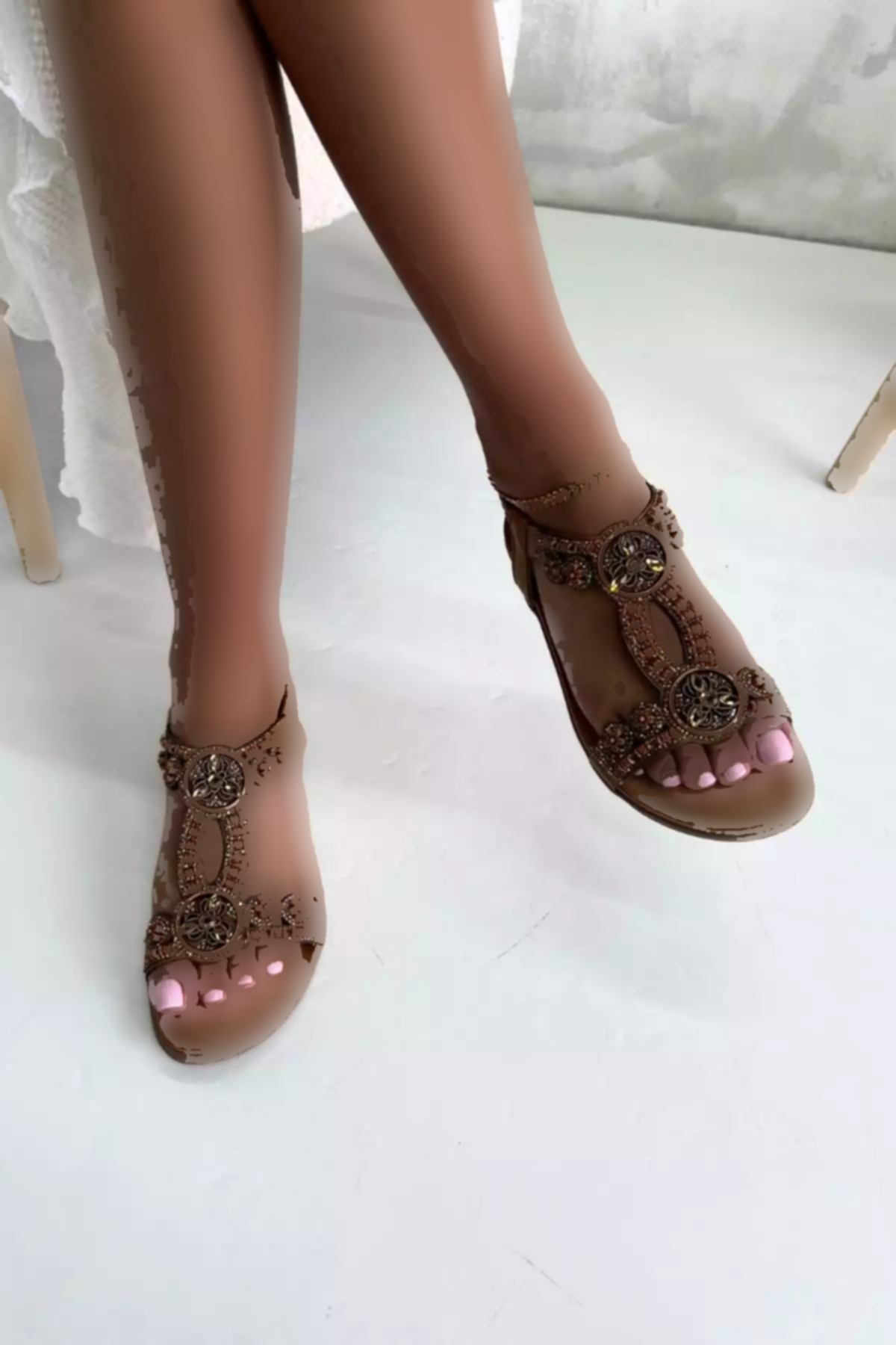 صندل نگین دار شتری زنانه برند inizio کد 1753716667