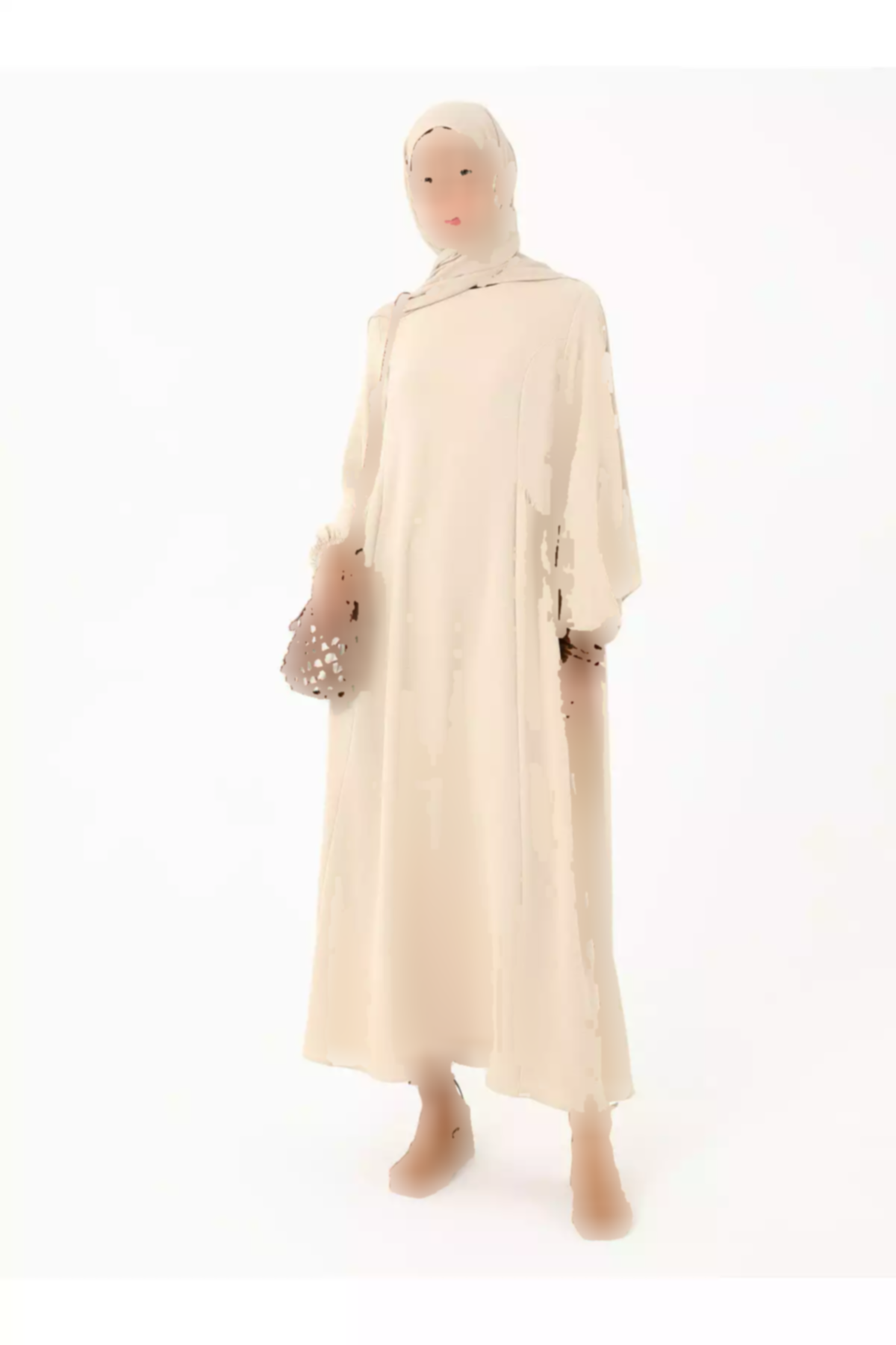 پیراهن برش گشاد طرحدار چیندار رنگ سنگی رفکا برند Refka کد 1753720991