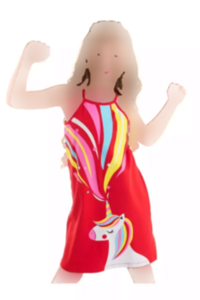 پیراهن تک شاخ تابستانی عشق قرمز بند‎دار دخترانه برند Denokids کد 1753824665