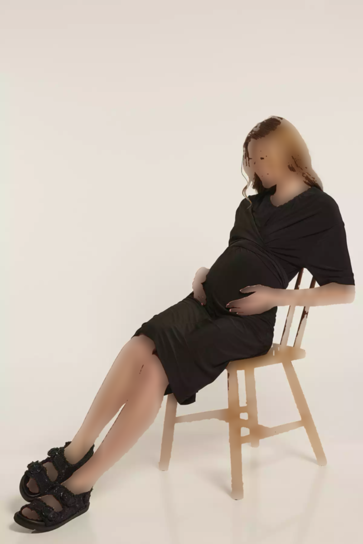 پیراهن یقه هفت بارداری مشکی قابل تنظیم برند Lyn Mama کد 1753850587