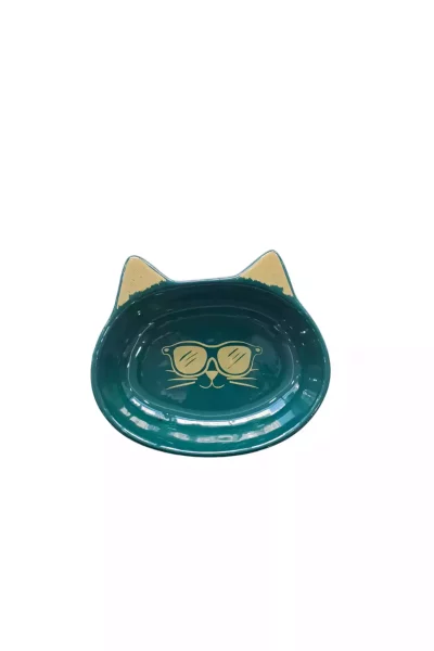 ظرف سرامیک گربه سبز عمیق برند Pet Pretty کد 1753796592