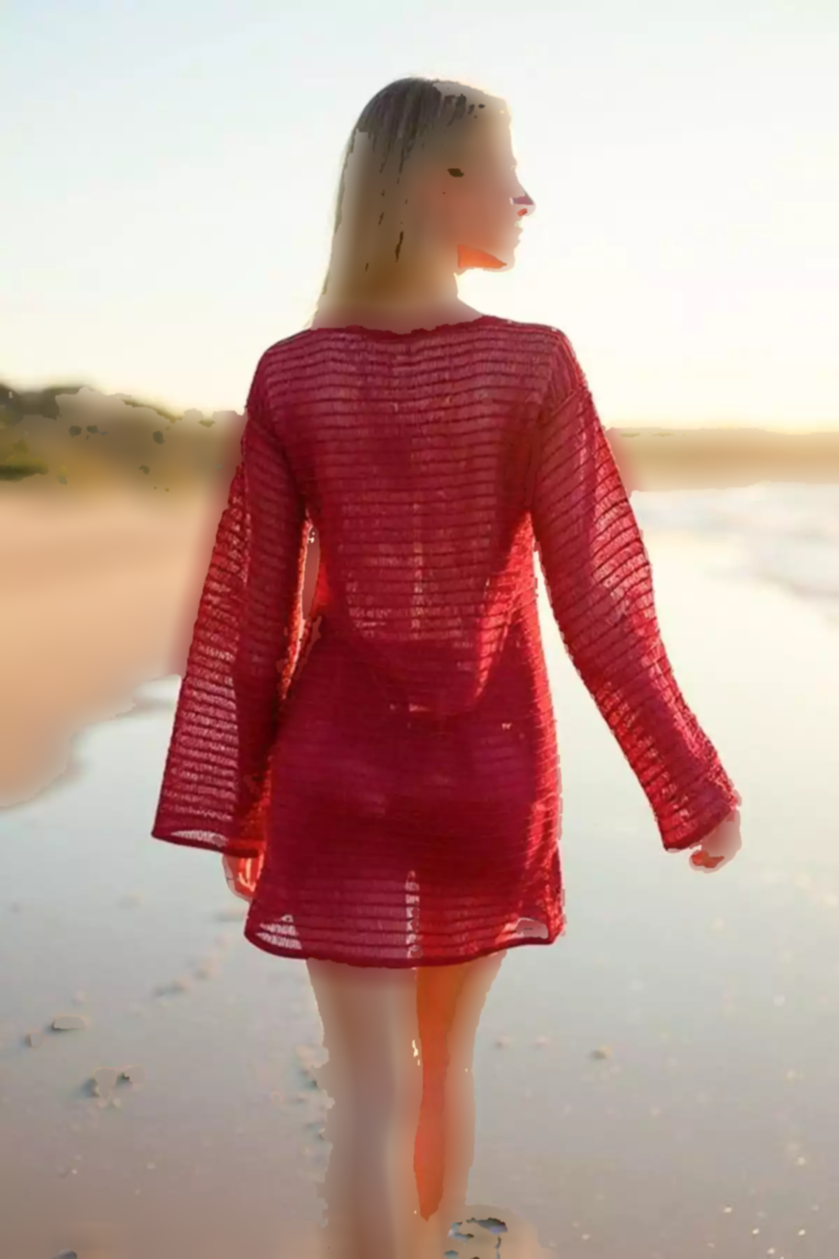 رو مایوای بافتنی کوچک آستین قرمز مدل اسپانیایی زنانه برند CHUBA کد 1753695666