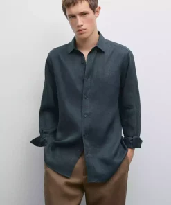 پیراهن اسلیم فیت 100کتان برند Massimo Dutti کد 1751491924