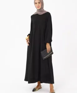 پیراهن برش گشاد طرحدار چیندار رفکا مشکی برند Refka کد 1753723330