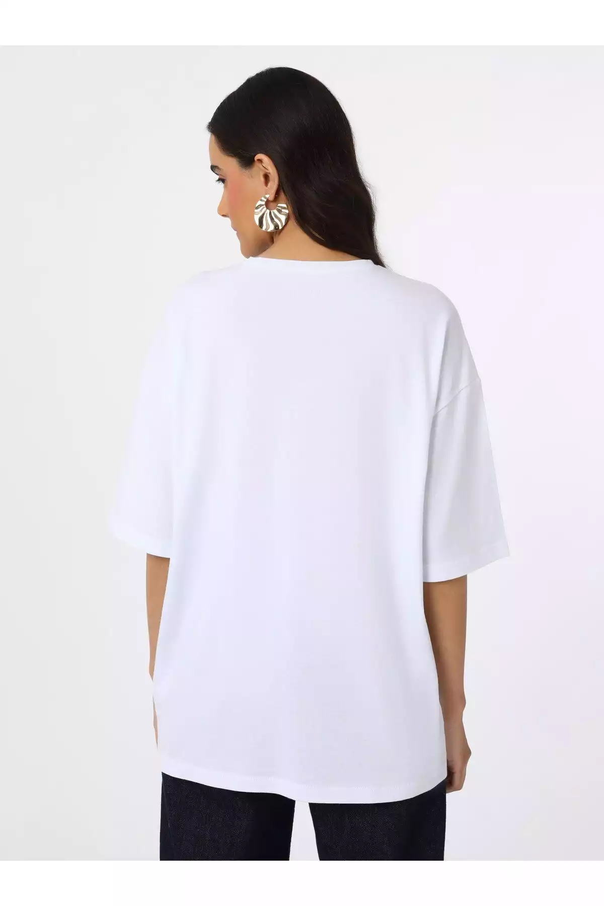 ساده شانه باز افتاده یقه گرد سفید رفکا تیشرت زنانه برند Refka کد 1753723270
