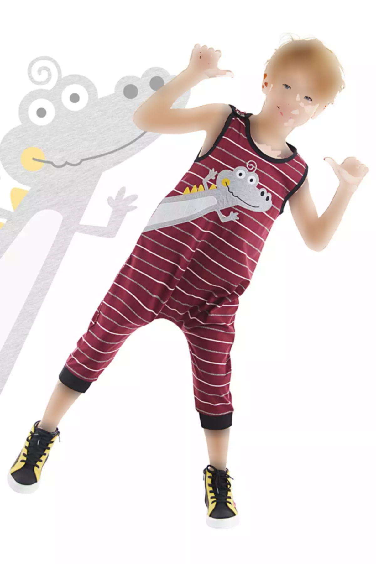 سرهمی پنبه پسرانه تمساح زرشکی برند Denokids کد 1753832525