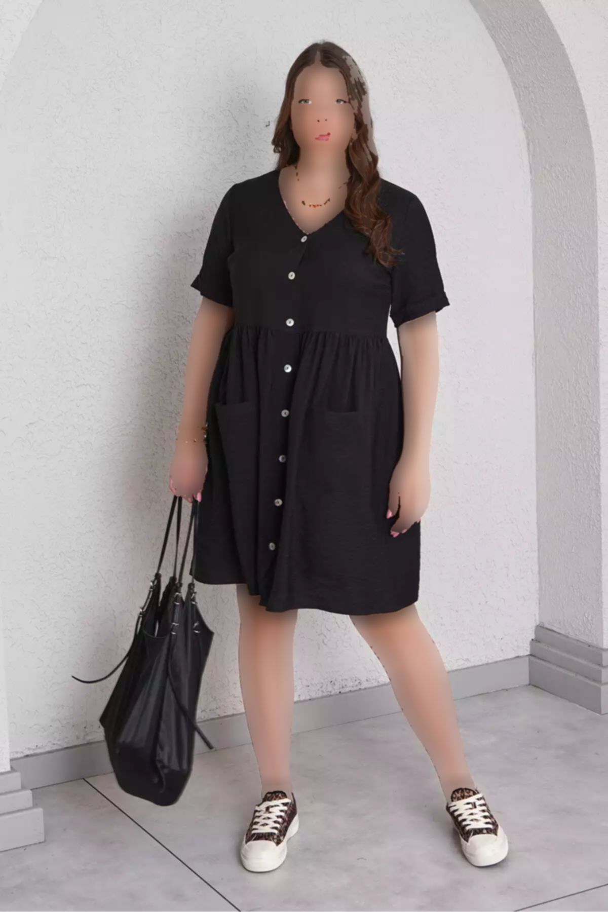 پیراهن یقه هفت کتان بافتنی برند Büyük Moda کد 1753839124