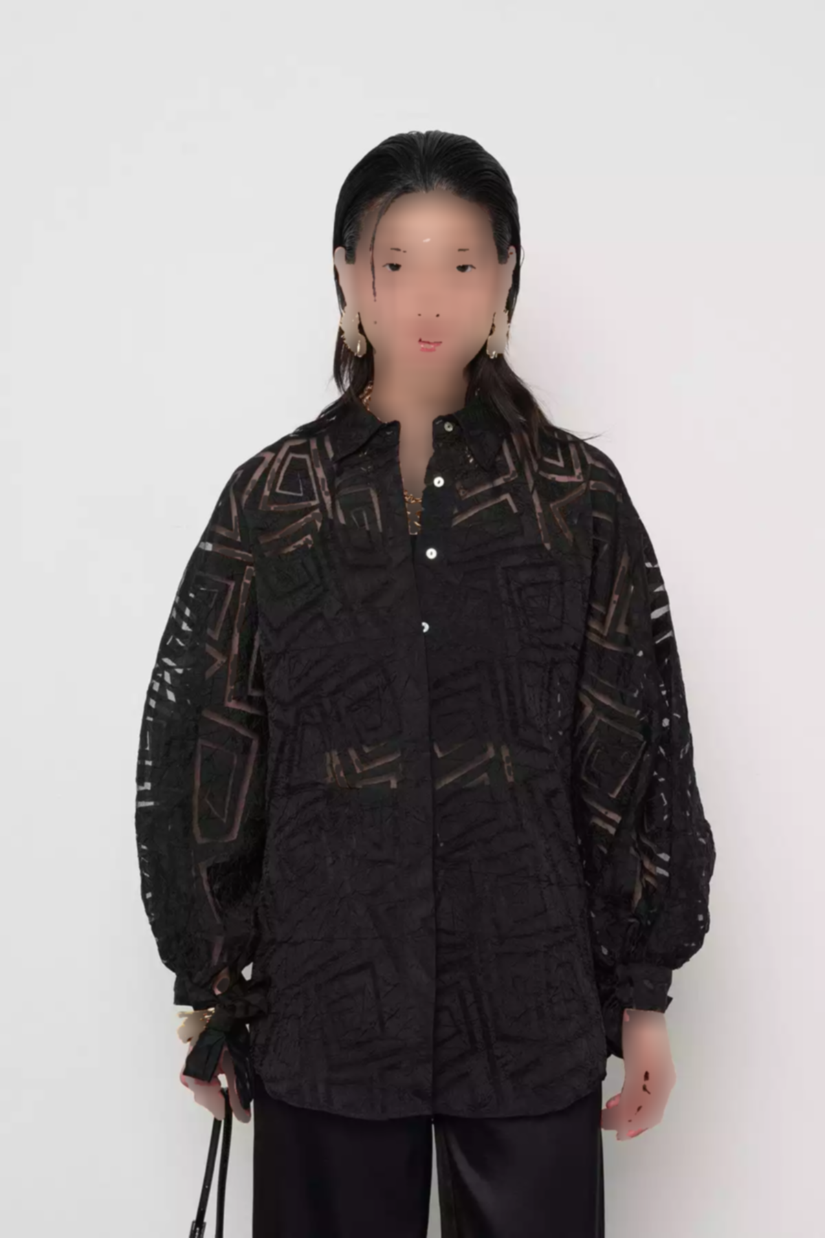 پیراهن گشاد شفاف آستین خفاشی مشکی زنانه برند Orfeo Negro کد 1753414397