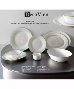 سرویس غذاخوری زندگی 65تکه 12نفره طلایی برند decovien کد 1753907649